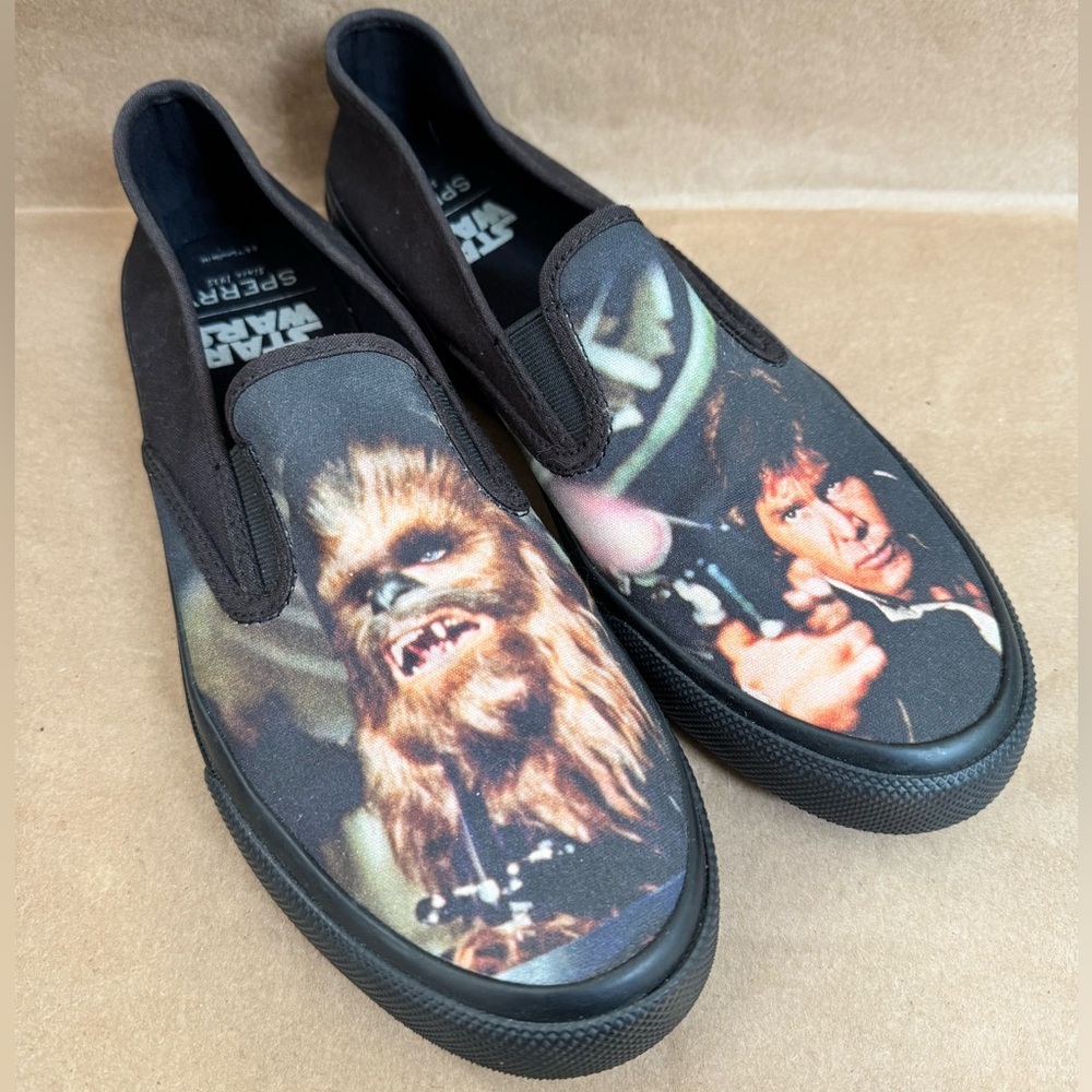 Sperry Cloud Star Wars (Han Solo and Chewbacca) Slip On Shoes. M9.5